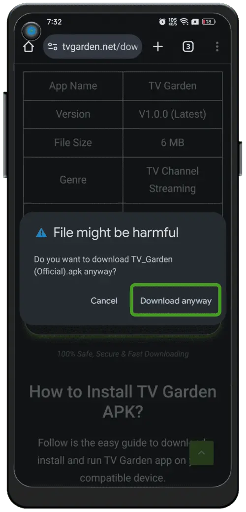 TV Garden | Baixe o APK TV Garden 2025 — TV ao vivo e esportes Etapa de instalação 1