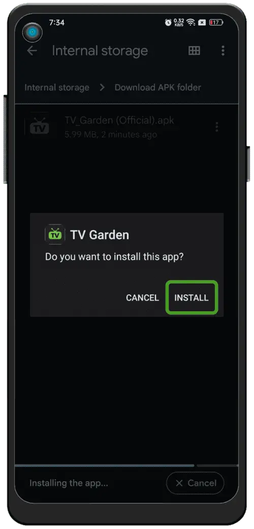 TV Garden | Baixe o APK TV Garden 2025 — TV ao vivo e esportes Etapa de instalação 4